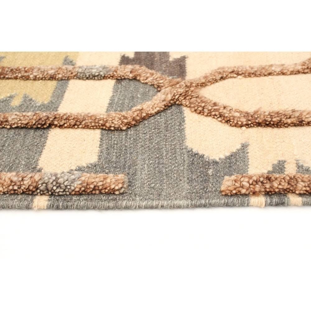 Ivory Wool Kilim Rug Q336029