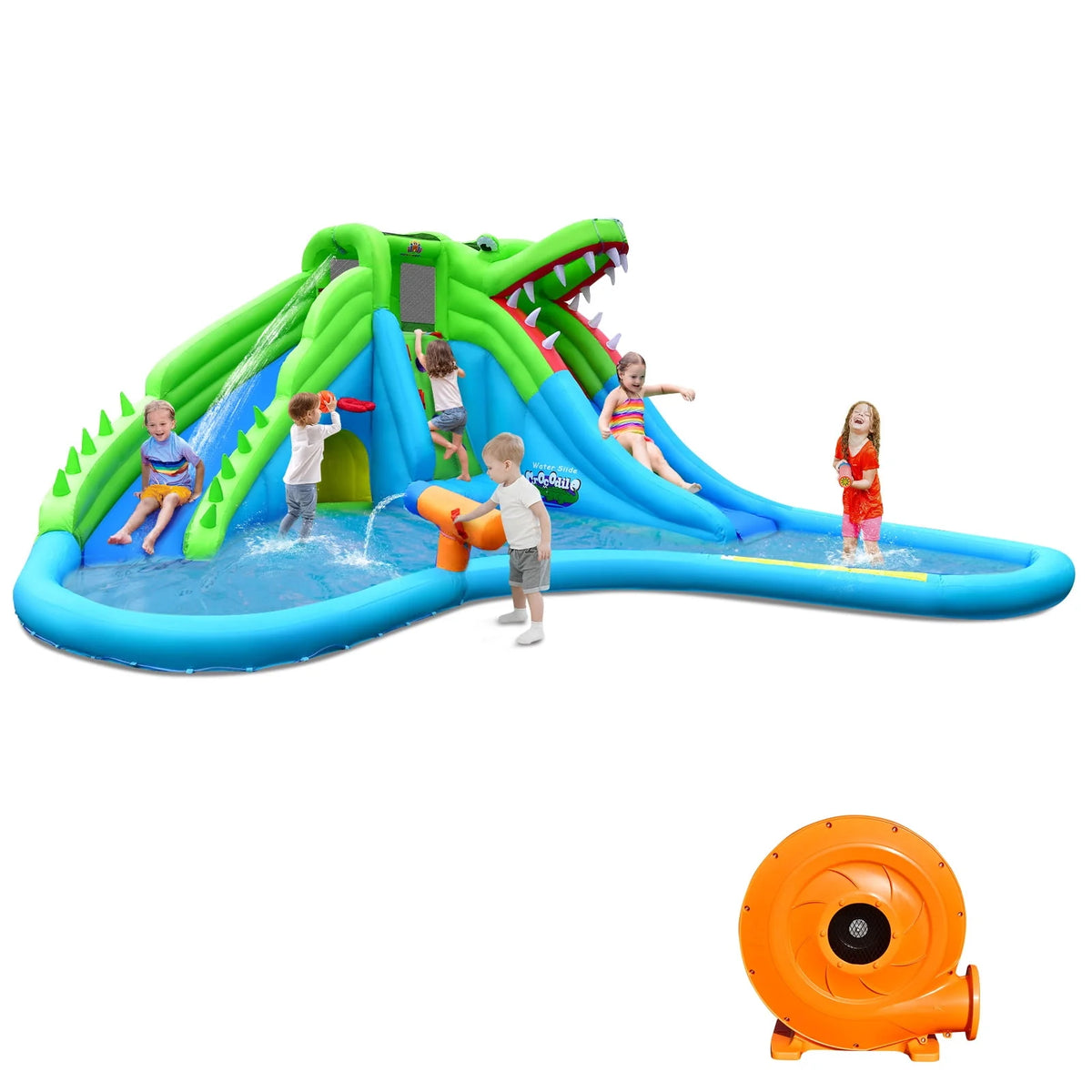 Inflatable Crocodile Water Slide Park with Pool Y7628