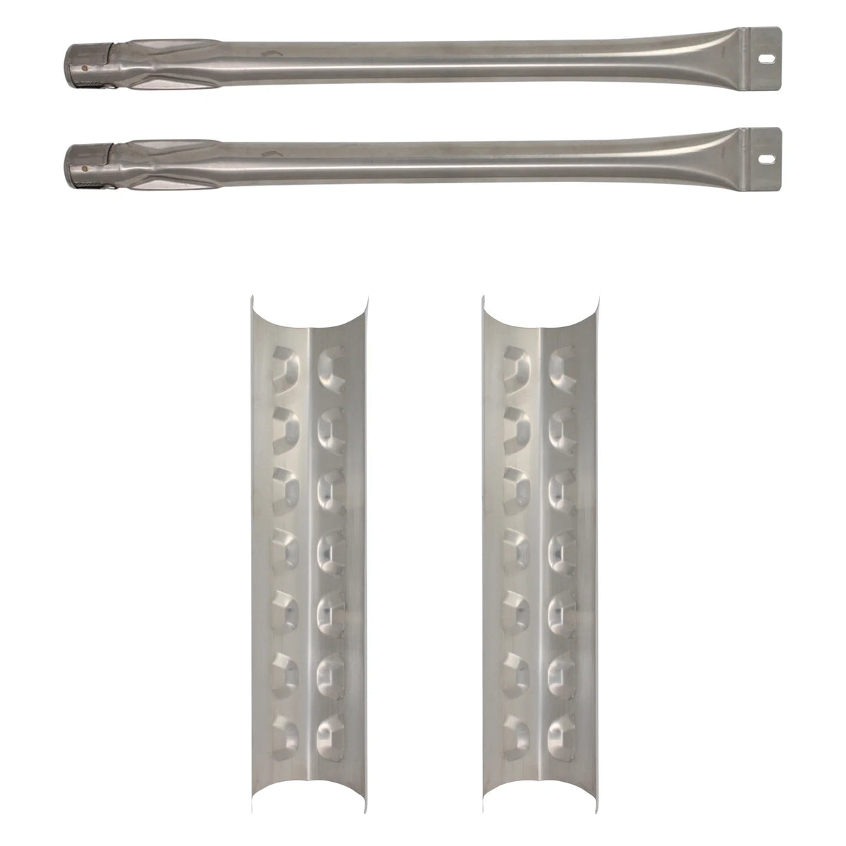 2-Pack Stainless Steel BBQ Gas Grill Tube Burner & Heat Shield Plate Replacement Parts G34558