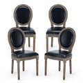 Black Leather Dining Chairs Set of 4 with Solid Wood Legs L556305