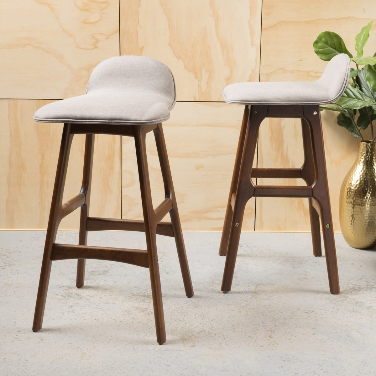 Mid-Century Modern Upholstered Barstools (Set of 2) Y92532