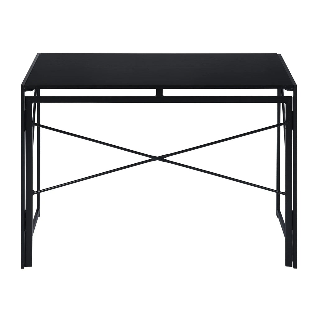 39.4-inch Black Folding Desk with Metal Frame and Wood Top O53351