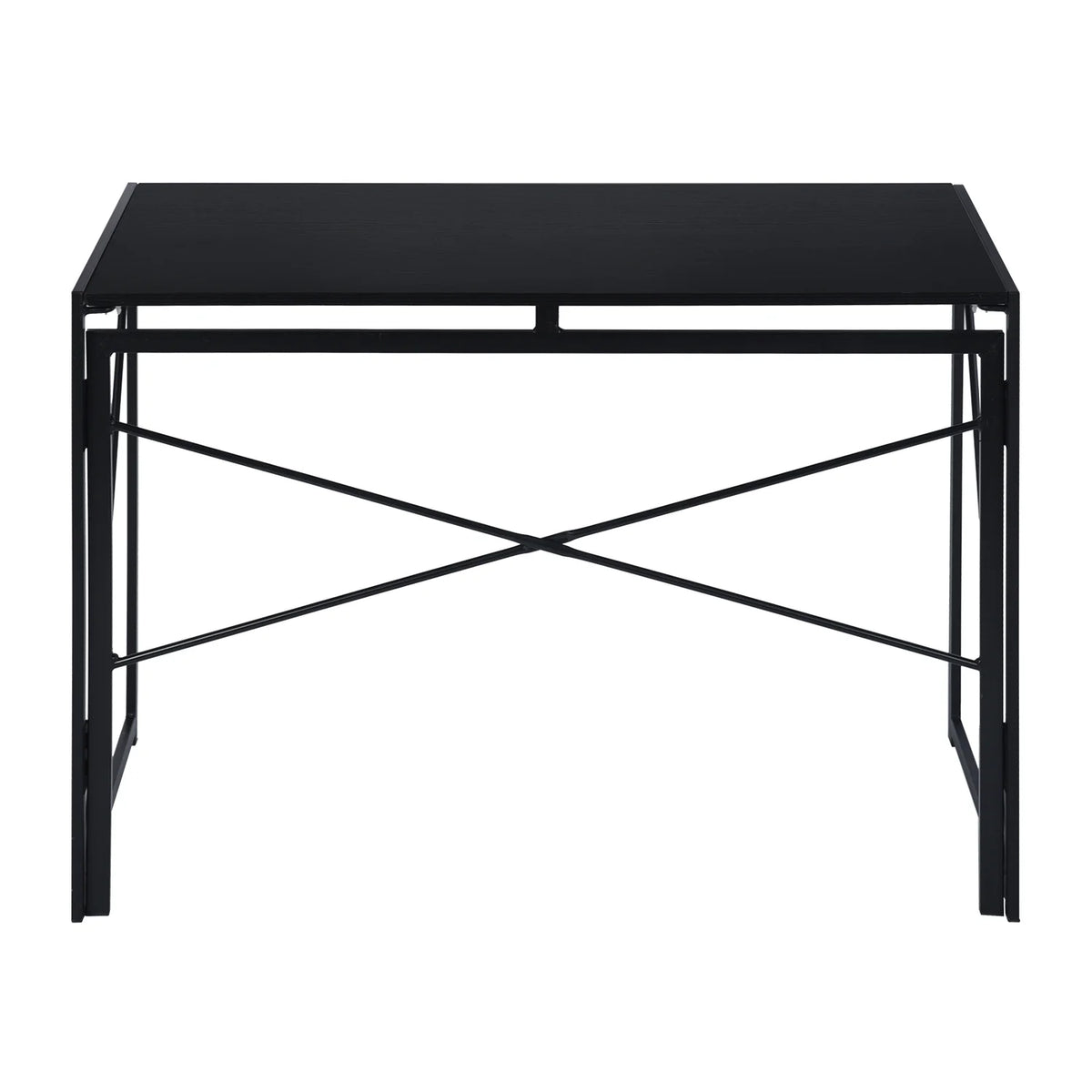 39.4-inch Black Folding Desk with Metal Frame and Wood Top O53351