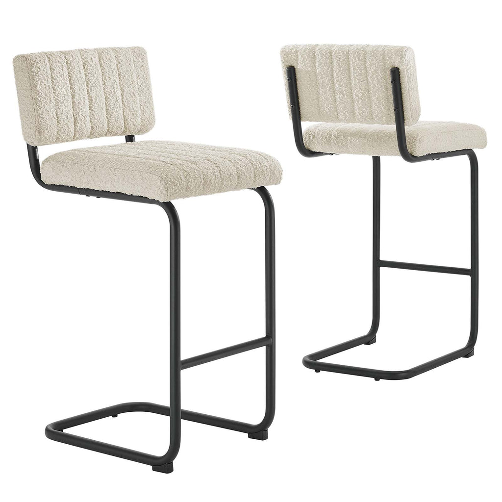 Black Ivory Boucle Counter Stools Set of 2 K1623