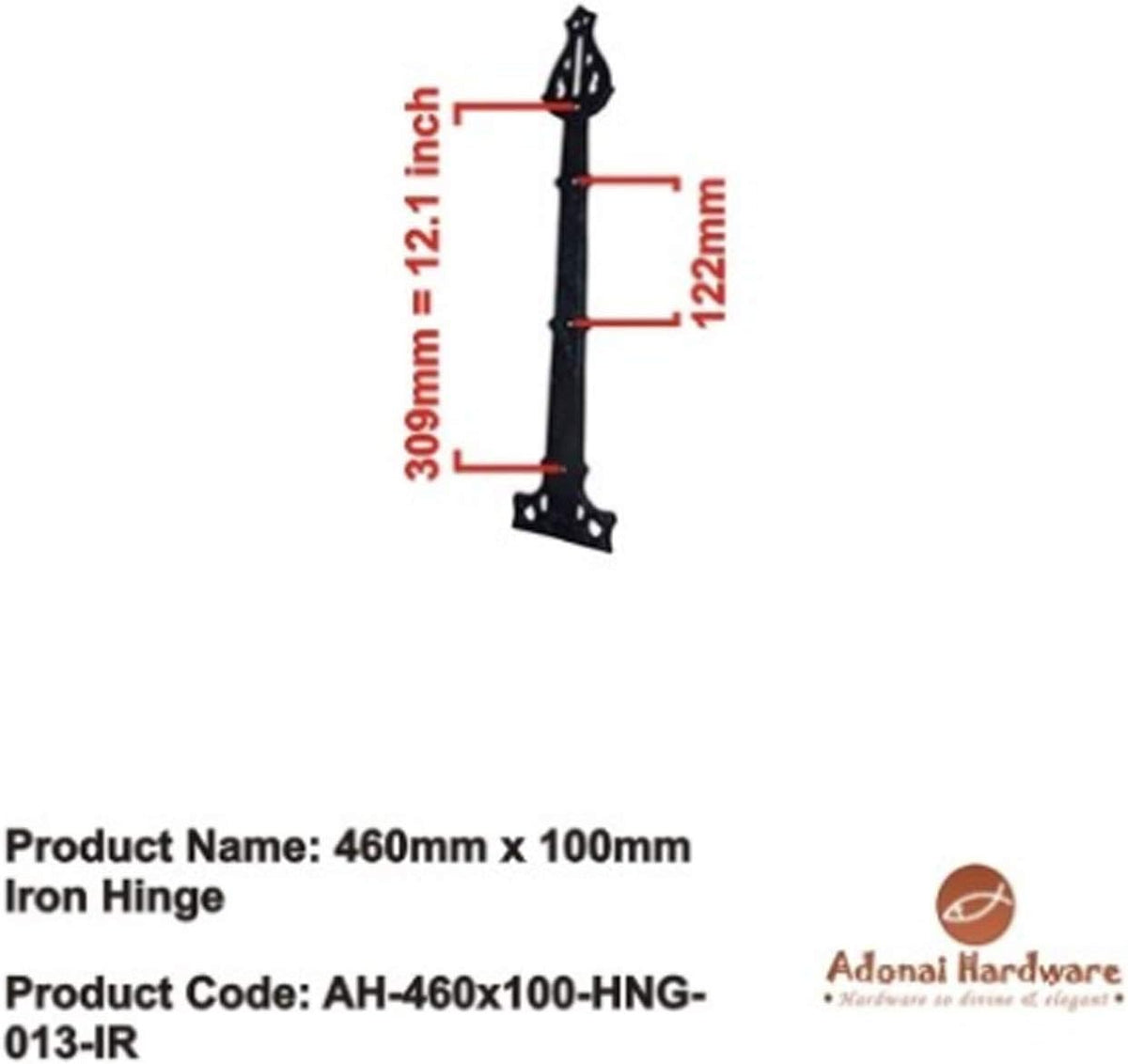 Antique Iron False Hinge Front 18.2 Inch x 8 Pack Black Powder Coated K240131