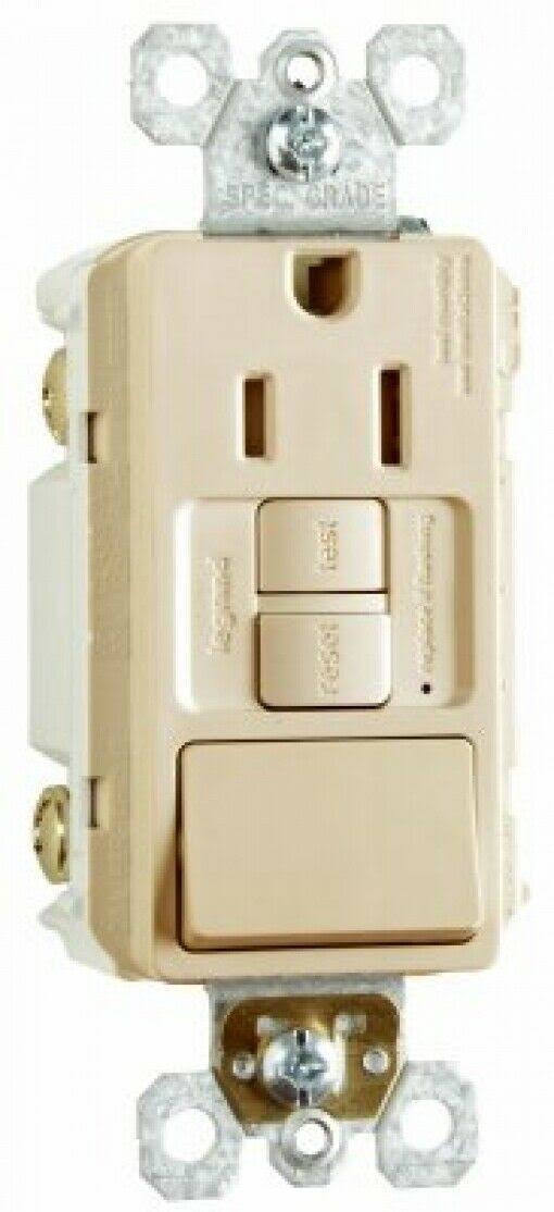 15A Ivory GFCI Receptacle Single-Pole Switch J14419