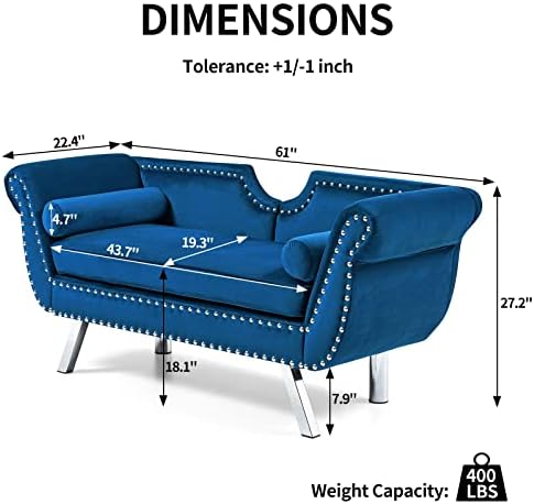 Velvet Loveseat Sofa with 2 Bolster Pillows Q2735