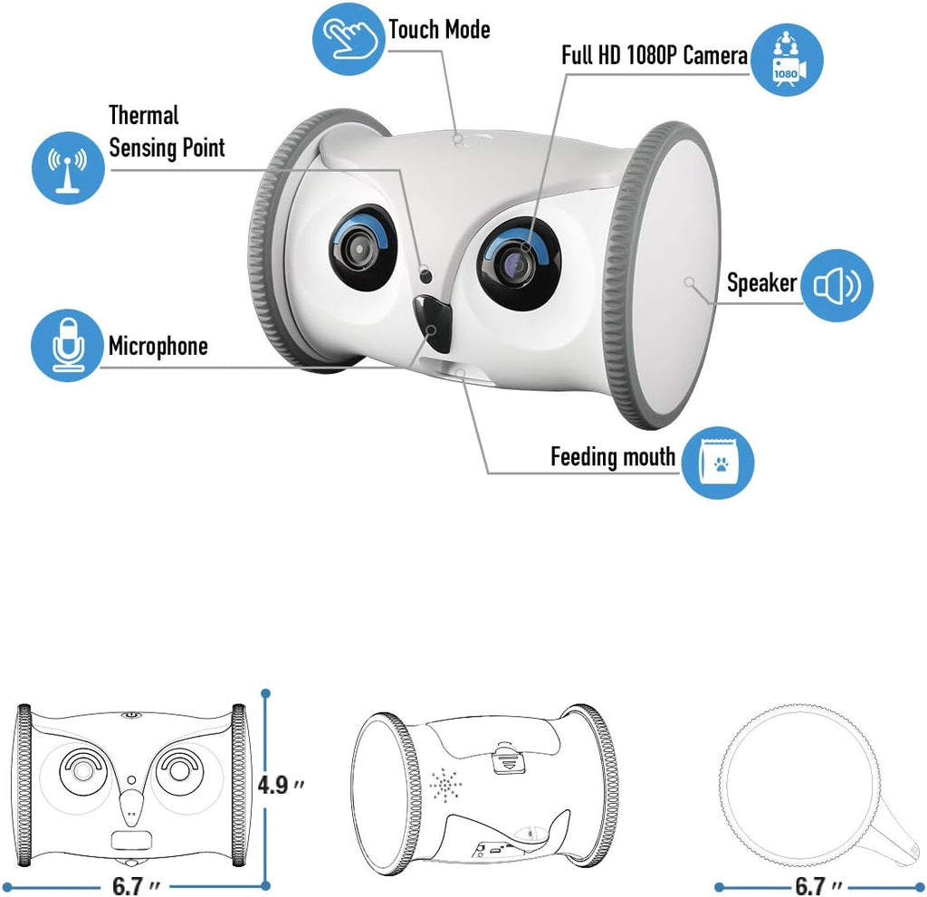 Owl Robot Pet Camera with Treat Dispenser J2781