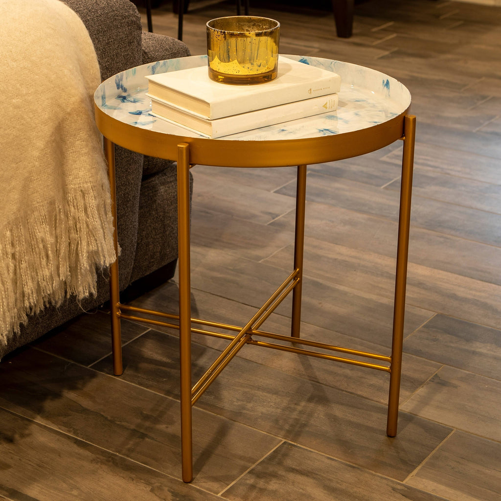 Gold Folding Accent Table Y213622