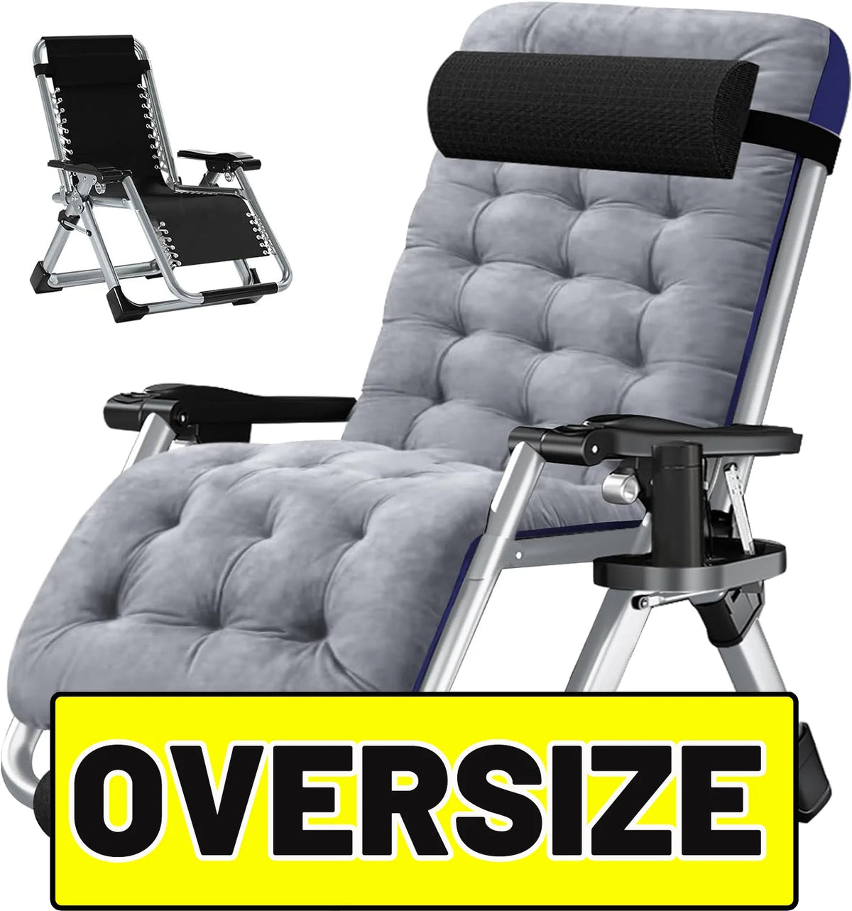 XL Zero Gravity Folding Reclining Lounge Chair with Cushion & Tray X284