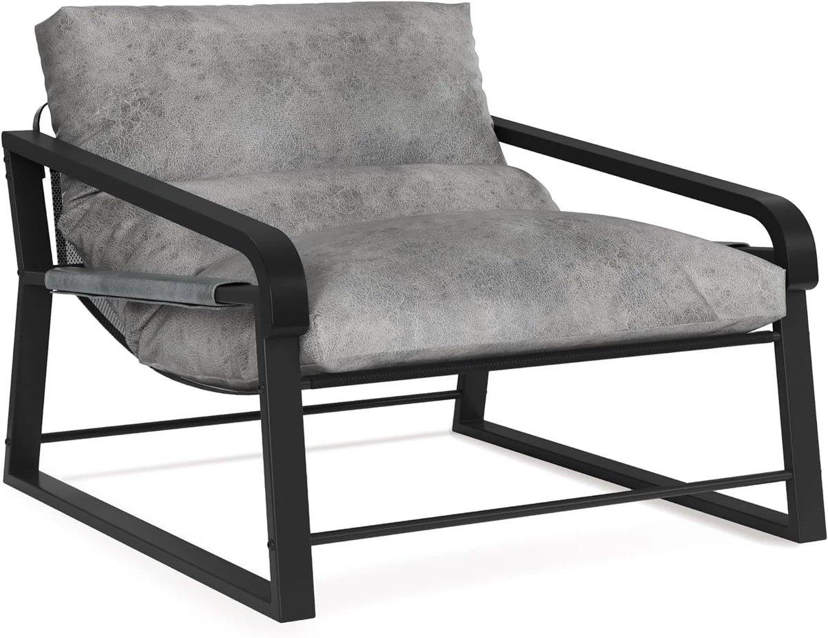 Gray Upholstered Accent Arm Chair with Metal Frame P2259