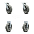 8 Inch Gray Non-Marking Thermoplastic Rubber Swivel Caster with Bolt-On Swivel Lock B582515