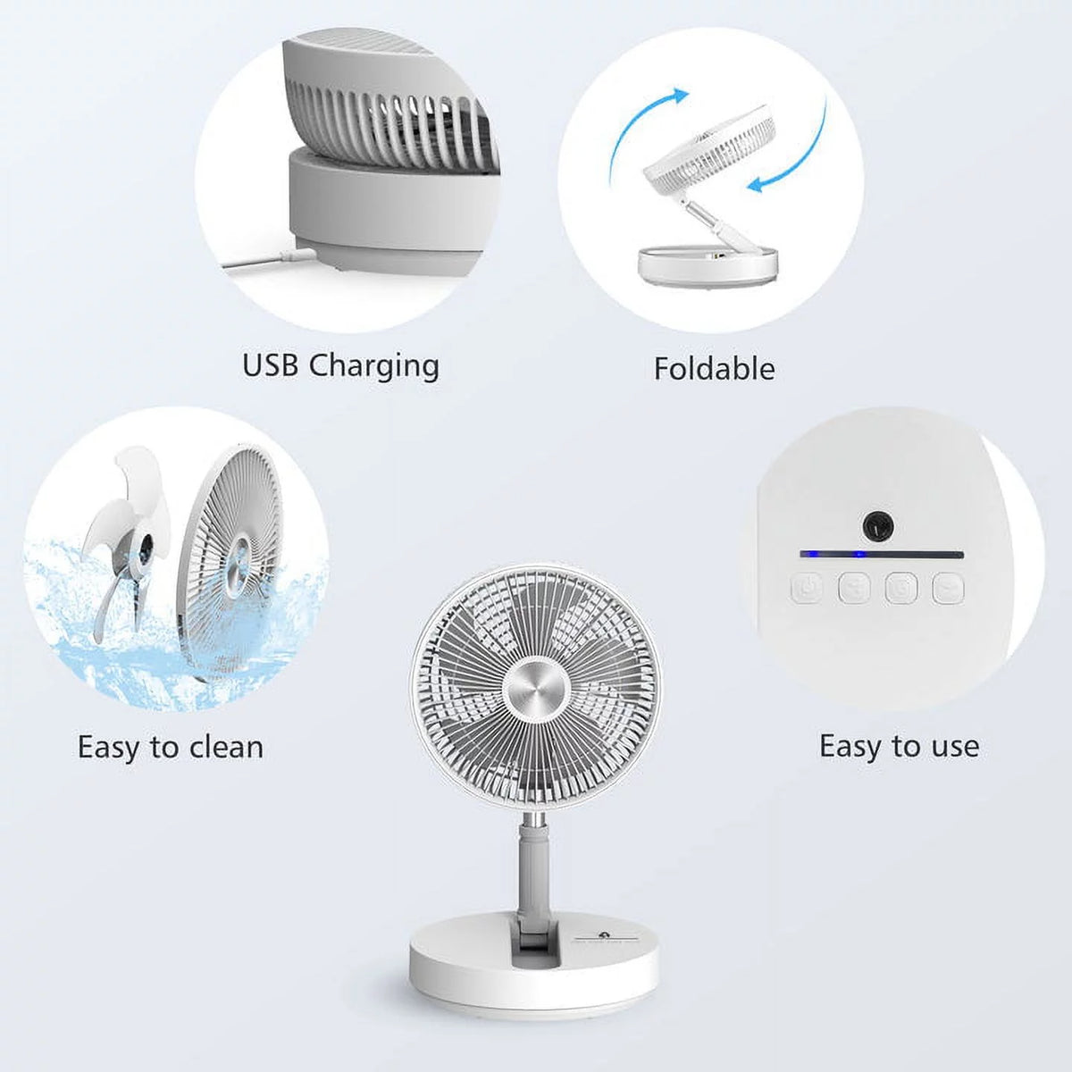 Foldable Portable Adjustable Oscillating Standing Fan W217