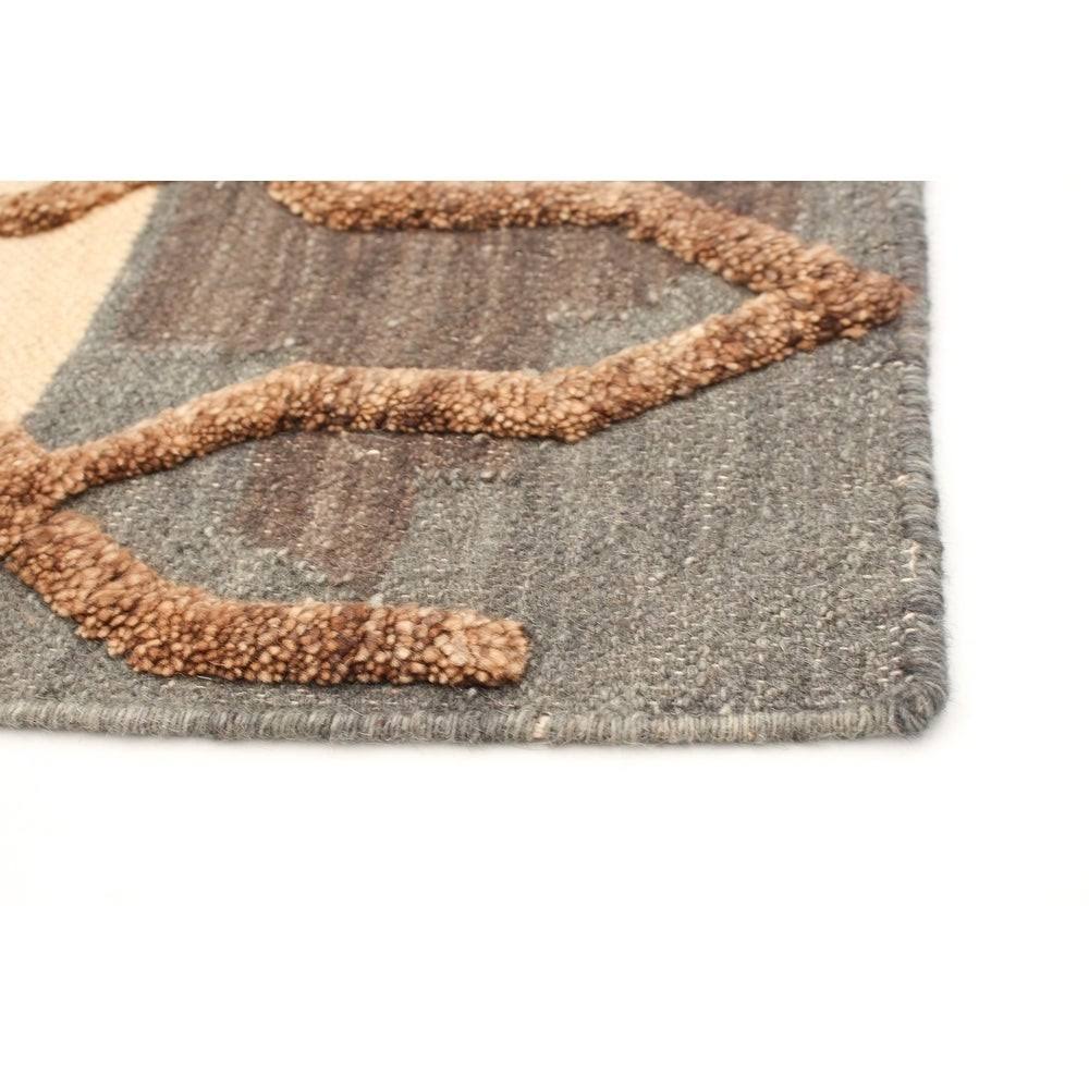 Ivory Wool Kilim Rug Q336029