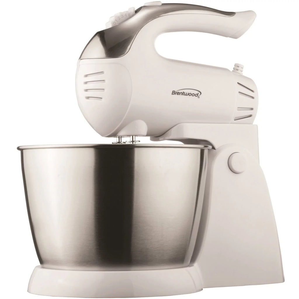 5 Speed Stand Mixer with Stainless Steel Bowl in White F66985