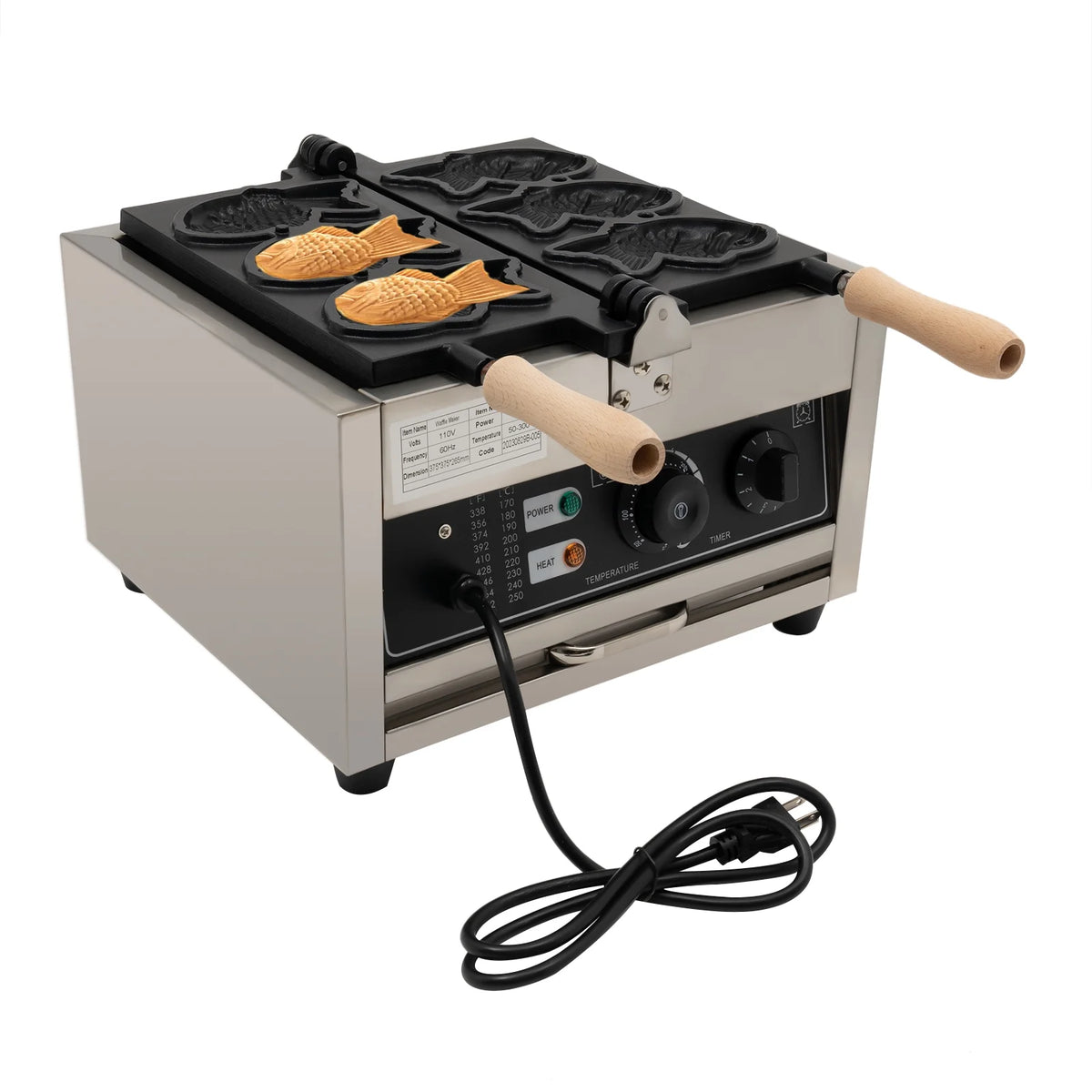 Nonstick Stainless Steel Fish Shape Waffle Maker 110V 1500W 3 PCS I3420