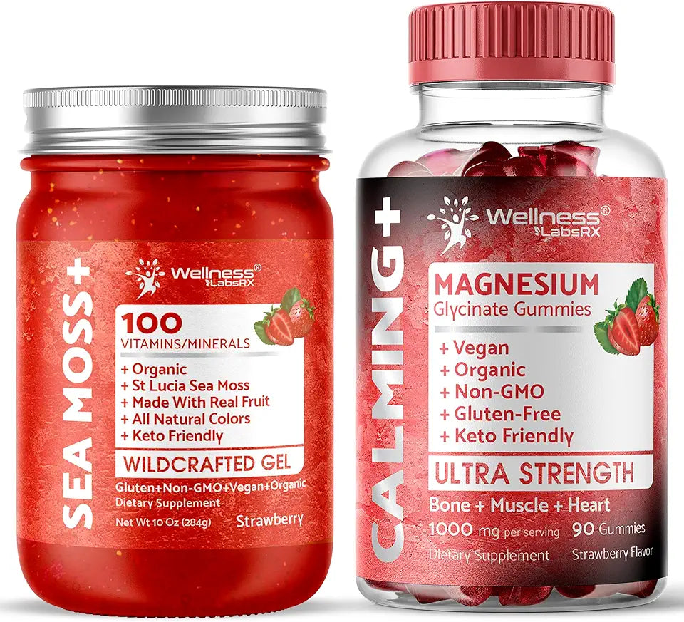 Strawberry Flavor Sea Moss Gel Magnesium Glycinate Gummies 1000mg J68056