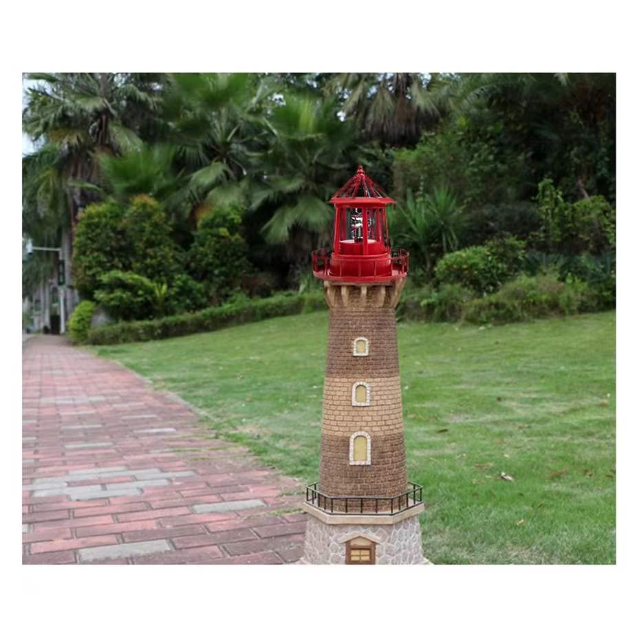 Solar Powered Lighthouse 360 Degree Rotating Waterproof Garden Statue Lights F448