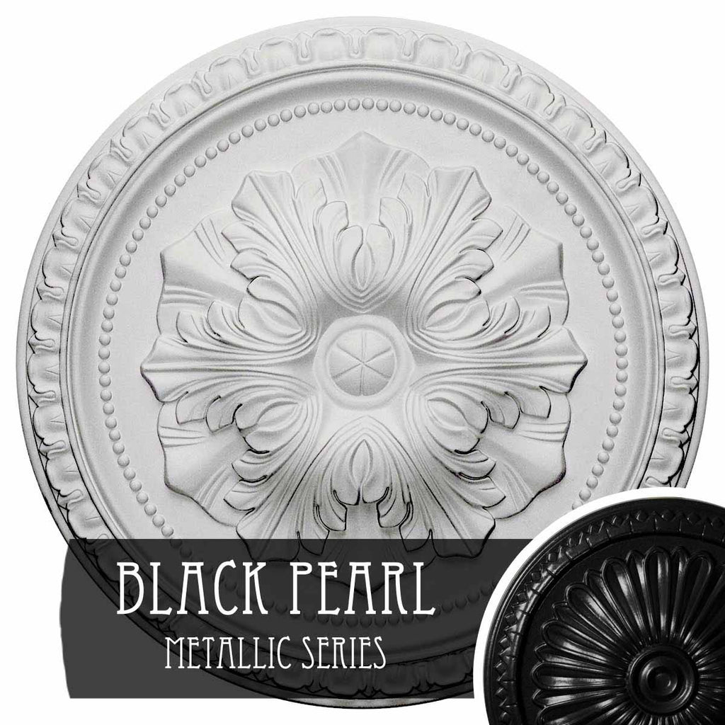 18x22OD x 1 3/8x22P Ceiling Medallion, Hand-Painted Black Pearl E921285