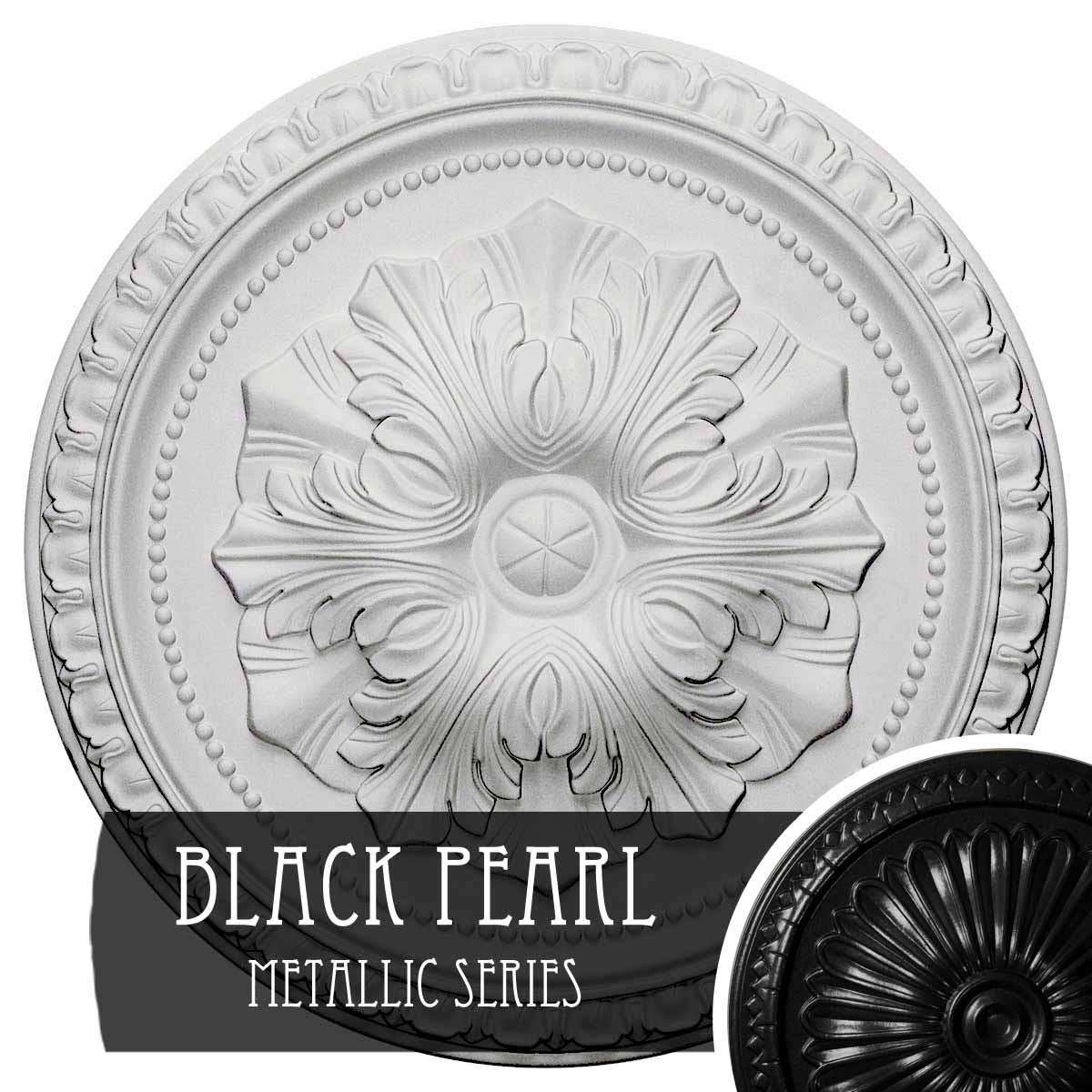 18x22OD x 1 3/8x22P Ceiling Medallion, Hand-Painted Black Pearl E921285