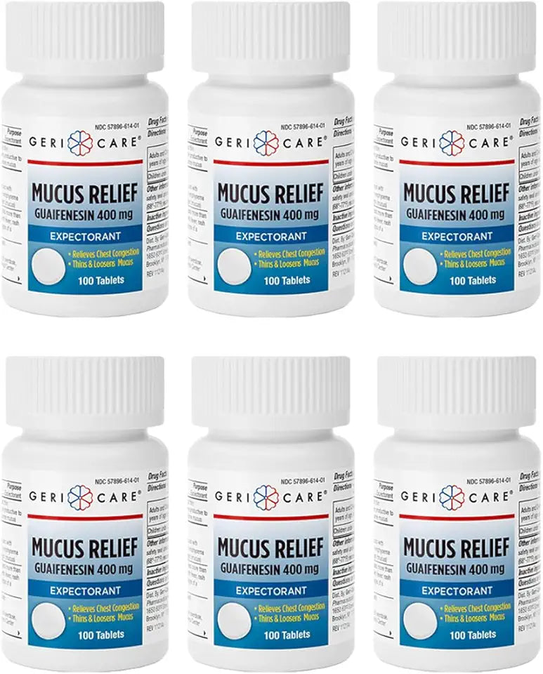 Guaifenesin 400mg Expectorant Tablets 100 Count 6 Pack S796