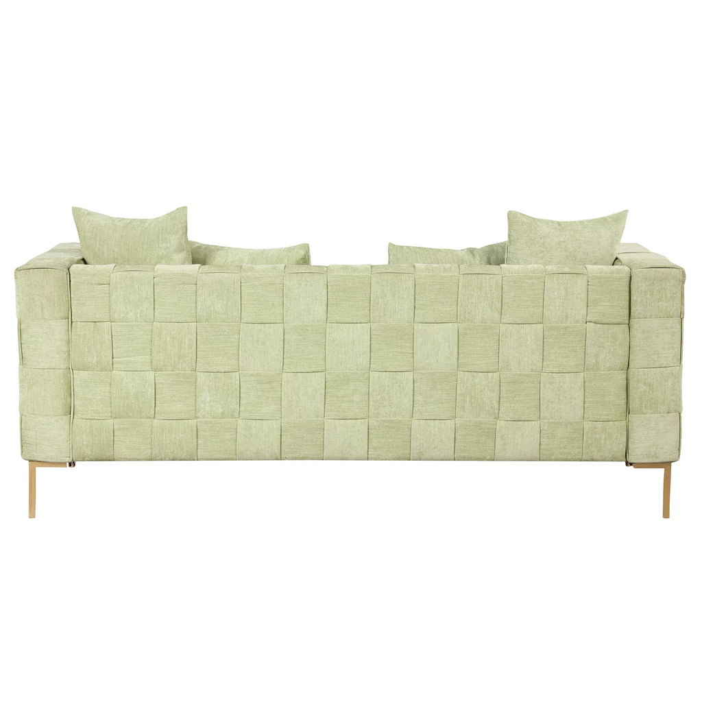 Green Chenille Upholstered 3-Seat Sofa Couch P470913