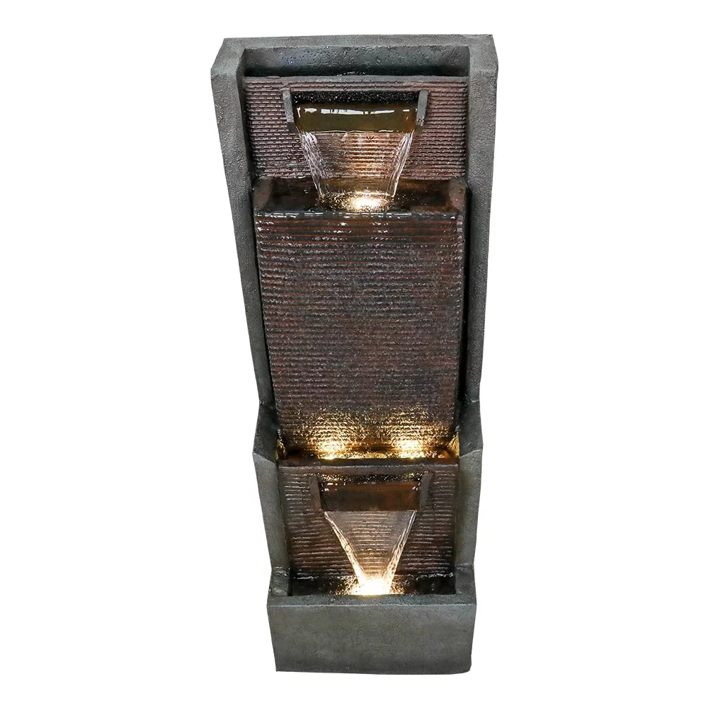 39.3” H Modern Floor-Standing Waterfall Fountain with Led Lights Q3310