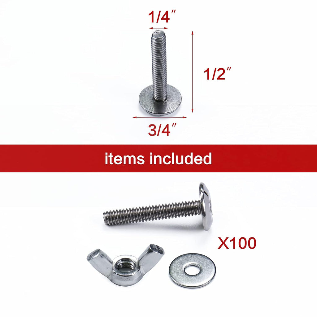 1/4'' X 1? 100Pairs Stainless Steel Bolts, Nuts, and Washers O14620