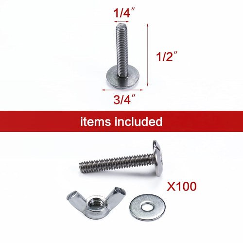 1/4'' X 1? 100Pairs Stainless Steel Bolts, Nuts, and Washers O14620